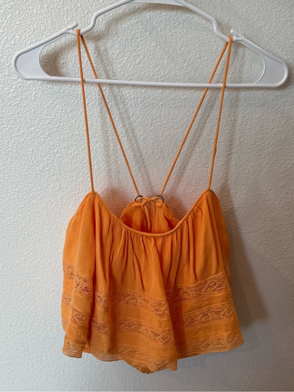 Free People Home Again Cropped Lace Cami Tank Top Burnt Orange Boho Medium NWT